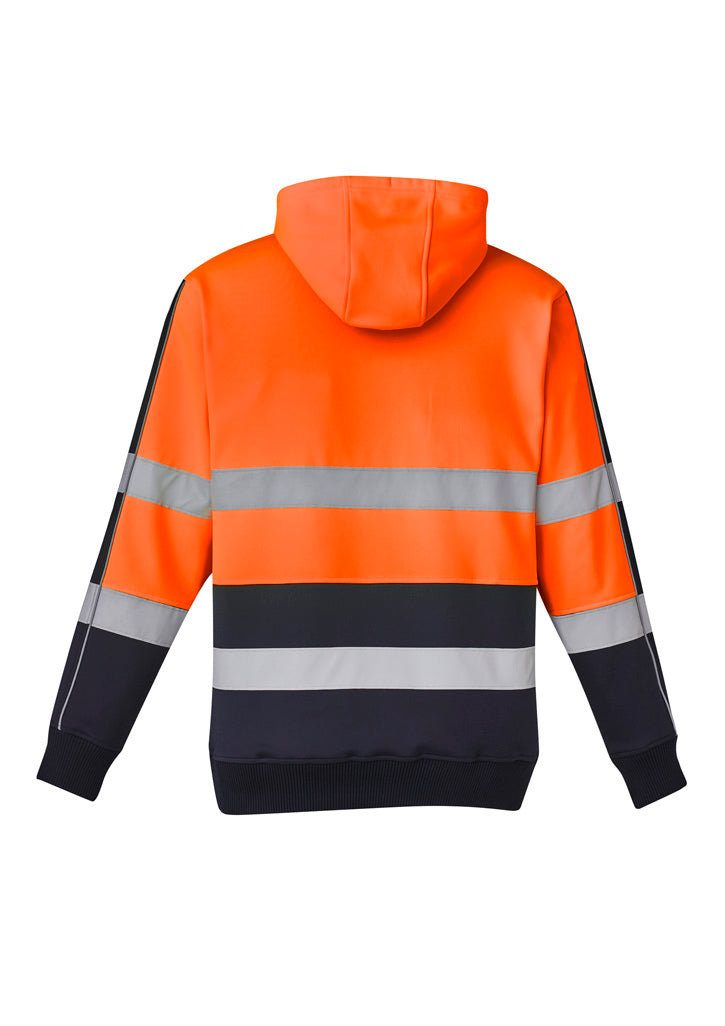 Unisex Hi Vis Stretch Taped Hoodie Orange/Navy back view