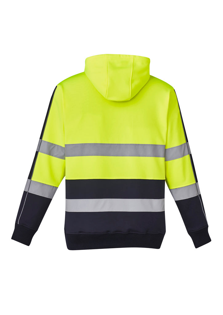 Unisex Hi Vis Stretch Taped Hoodie Yellow/Navy back view