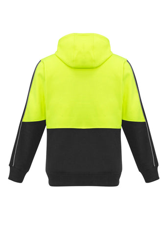 Unisex Hi Vis Pullover Hoodie Yellow/Black back view