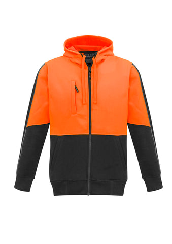 Unisex Hi Vis Full Zip Hoodie Orange/Black