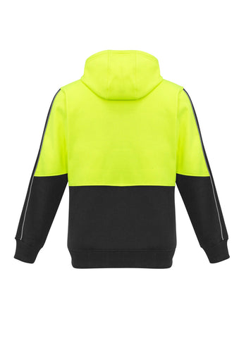 Unisex Hi Vis Full Zip Hoodie Yellow/Black back view
