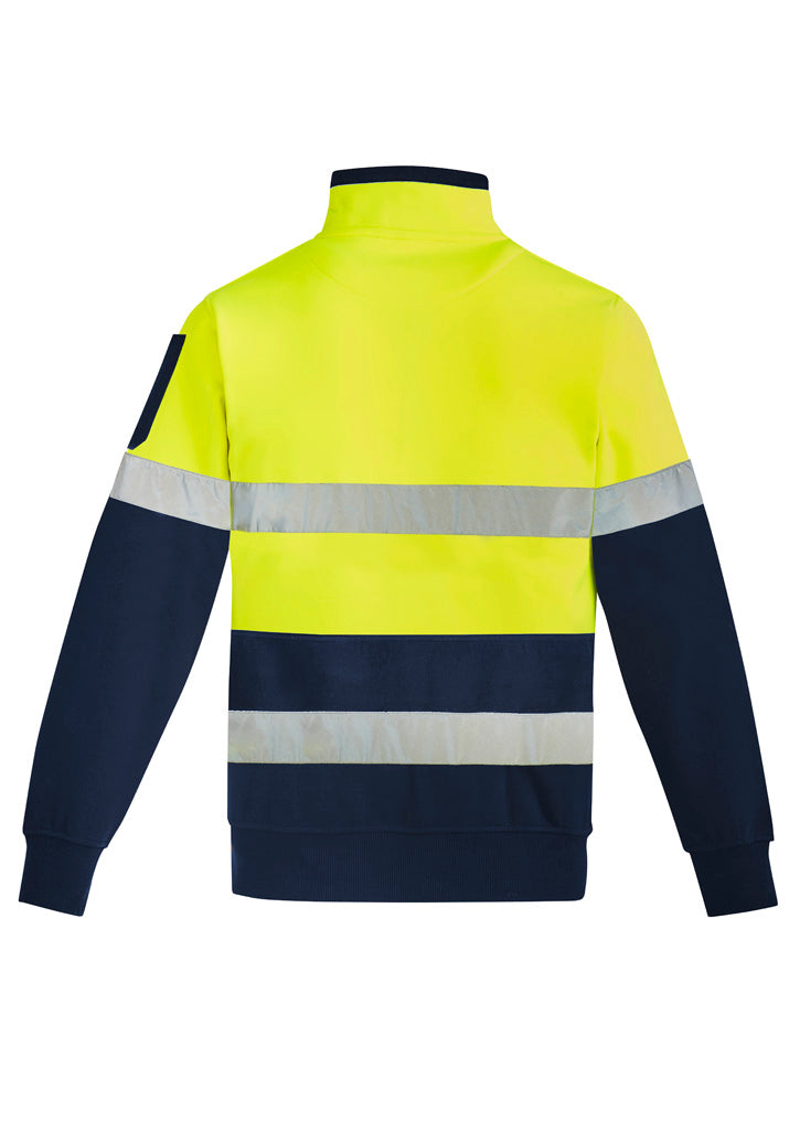 Unisex Hi Vis 1/4 Zip Pullover - Hoop Taped Yellow/Navy back view
