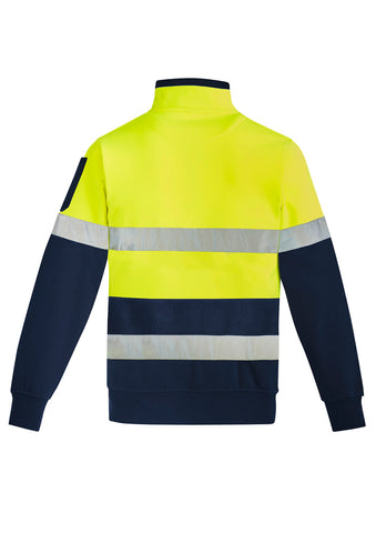 Unisex Hi Vis 1/4 Zip Pullover - Hoop Taped Yellow/Navy back view