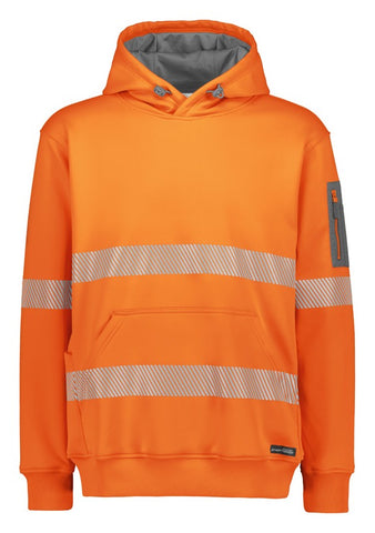 Unisex Streetworx Segmented Tape Water Resistant Hoodie Orange front view