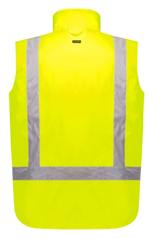 Unisex Hi Vis Waterproof Reversible Vest Yellow back view