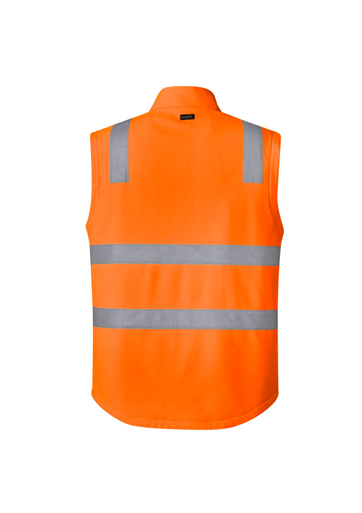 Unisex Hi Vis Softshell Vest Orange/Navy back view