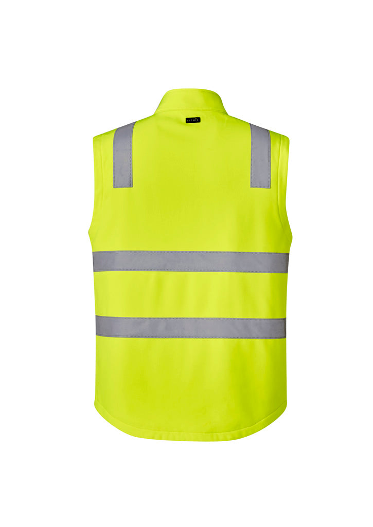 Unisex Hi Vis Softshell Vest Yellow/Navy back view