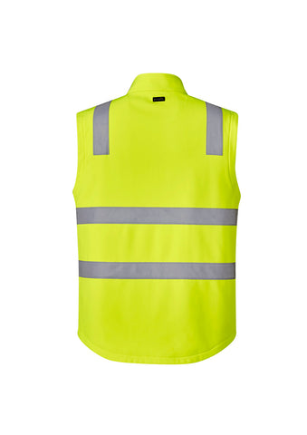 Unisex Hi Vis Softshell Vest Yellow/Navy back view