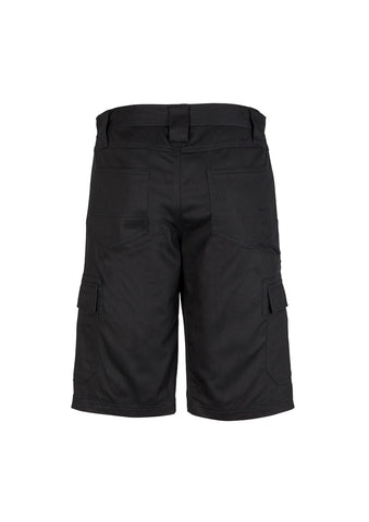 Mens Midweight Drill Cargo Short Black back view