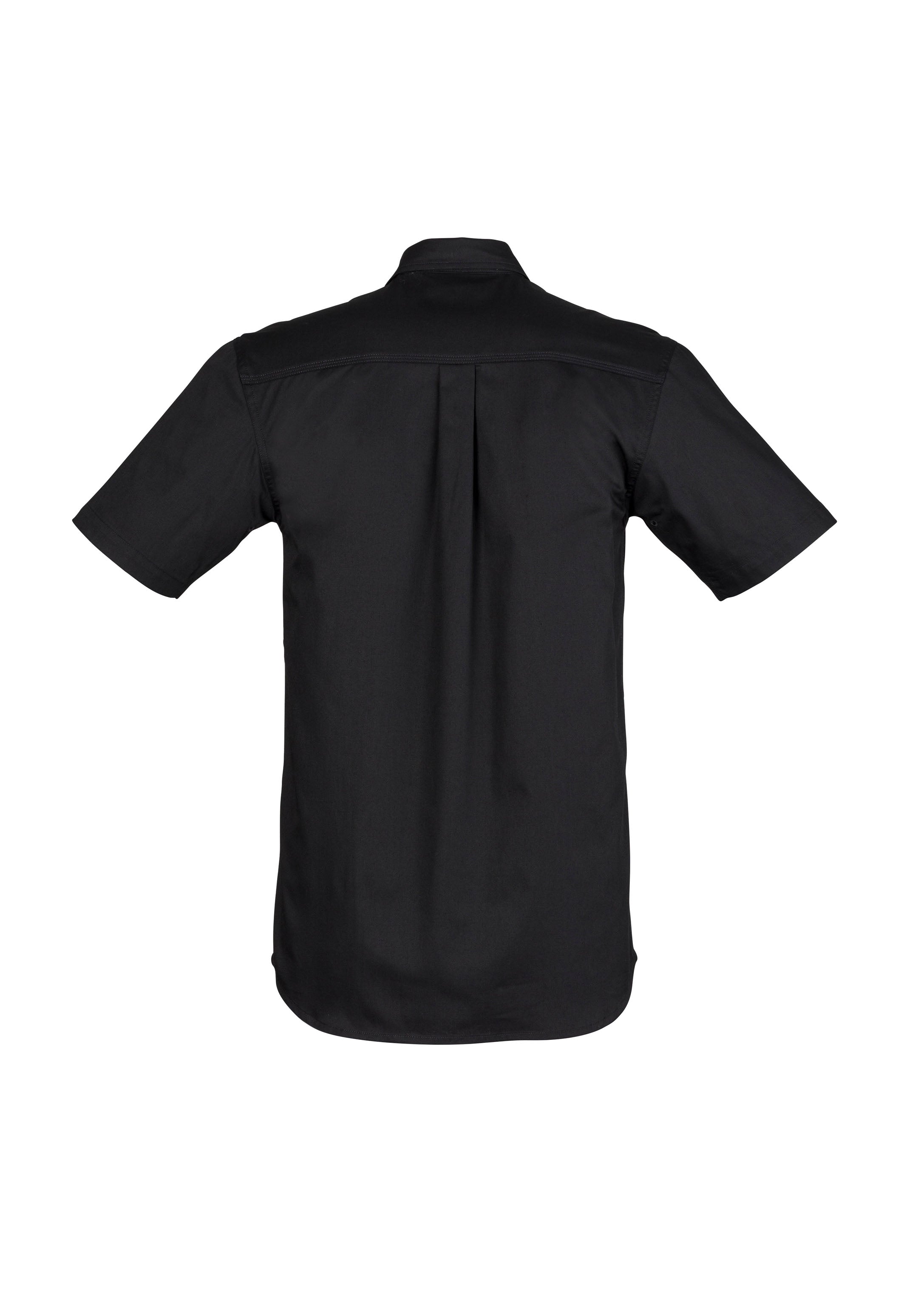Mens Lightweight Tradie Short Sleeve Shirt Black back view