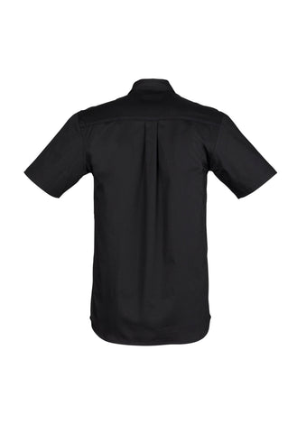 Mens Lightweight Tradie Short Sleeve Shirt Black back view