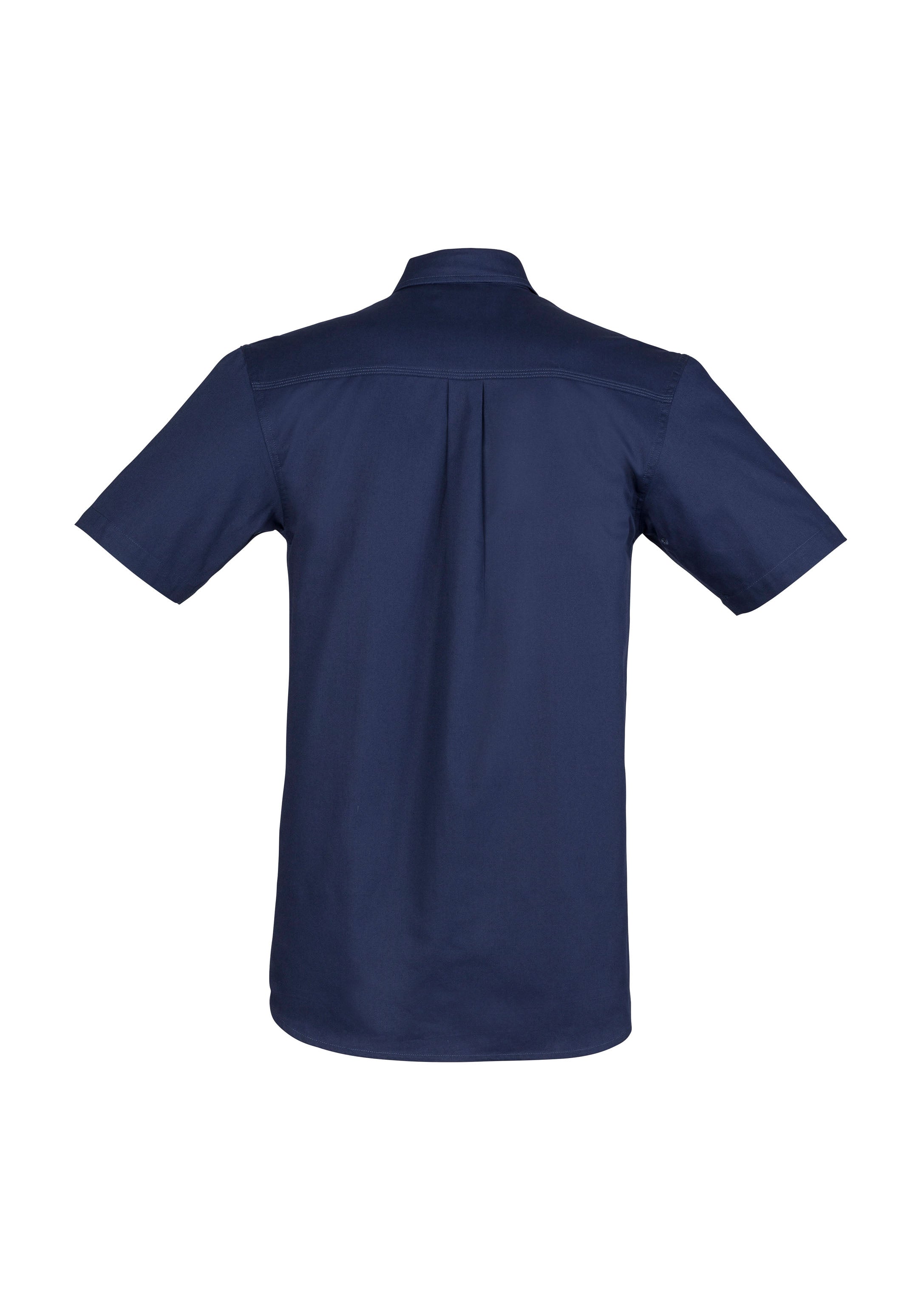 Mens Lightweight Tradie Short Sleeve Shirt Blue back view