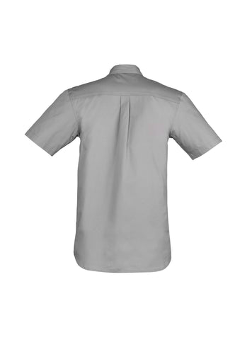 Mens Lightweight Tradie Short Sleeve Shirt Grey back view