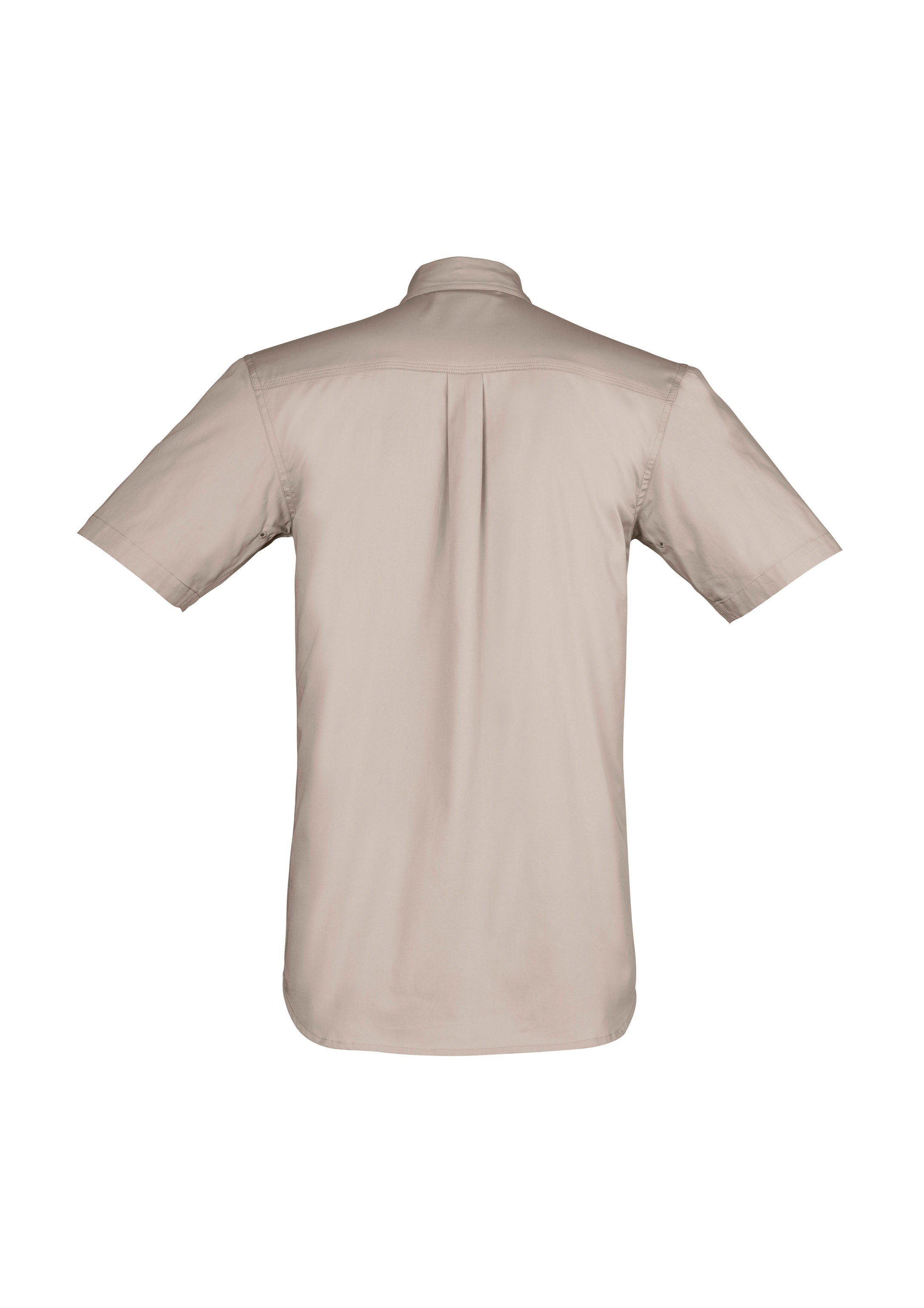 Mens Lightweight Tradie Short Sleeve Shirt Sand back view