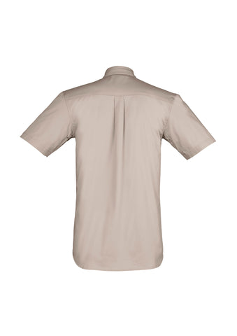 Mens Lightweight Tradie Short Sleeve Shirt Sand back view