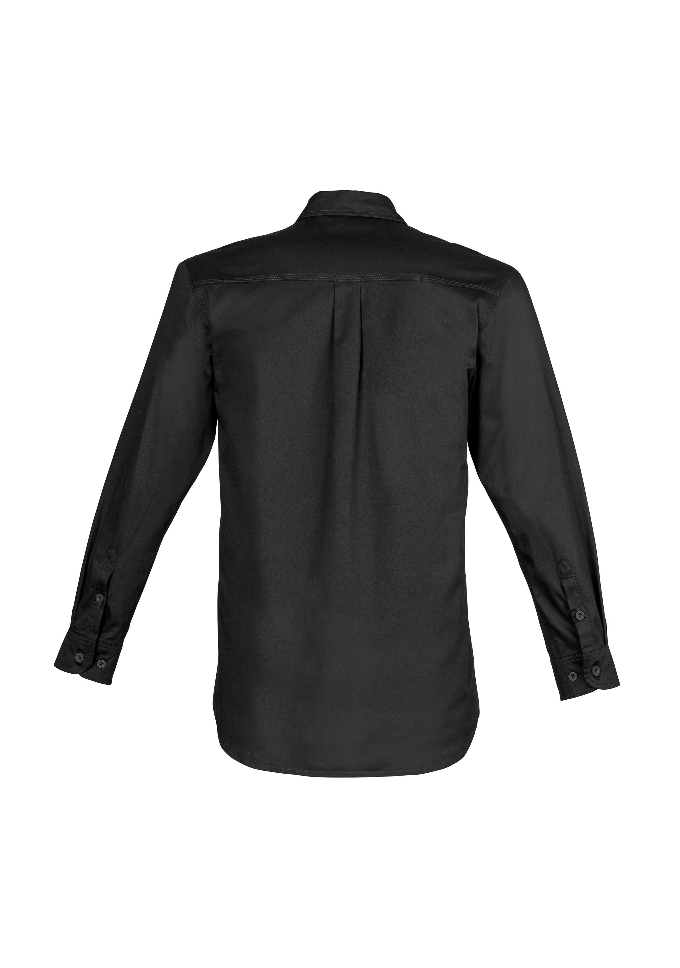 Mens Lightweight Tradie Long Sleeve Shirt Black back view