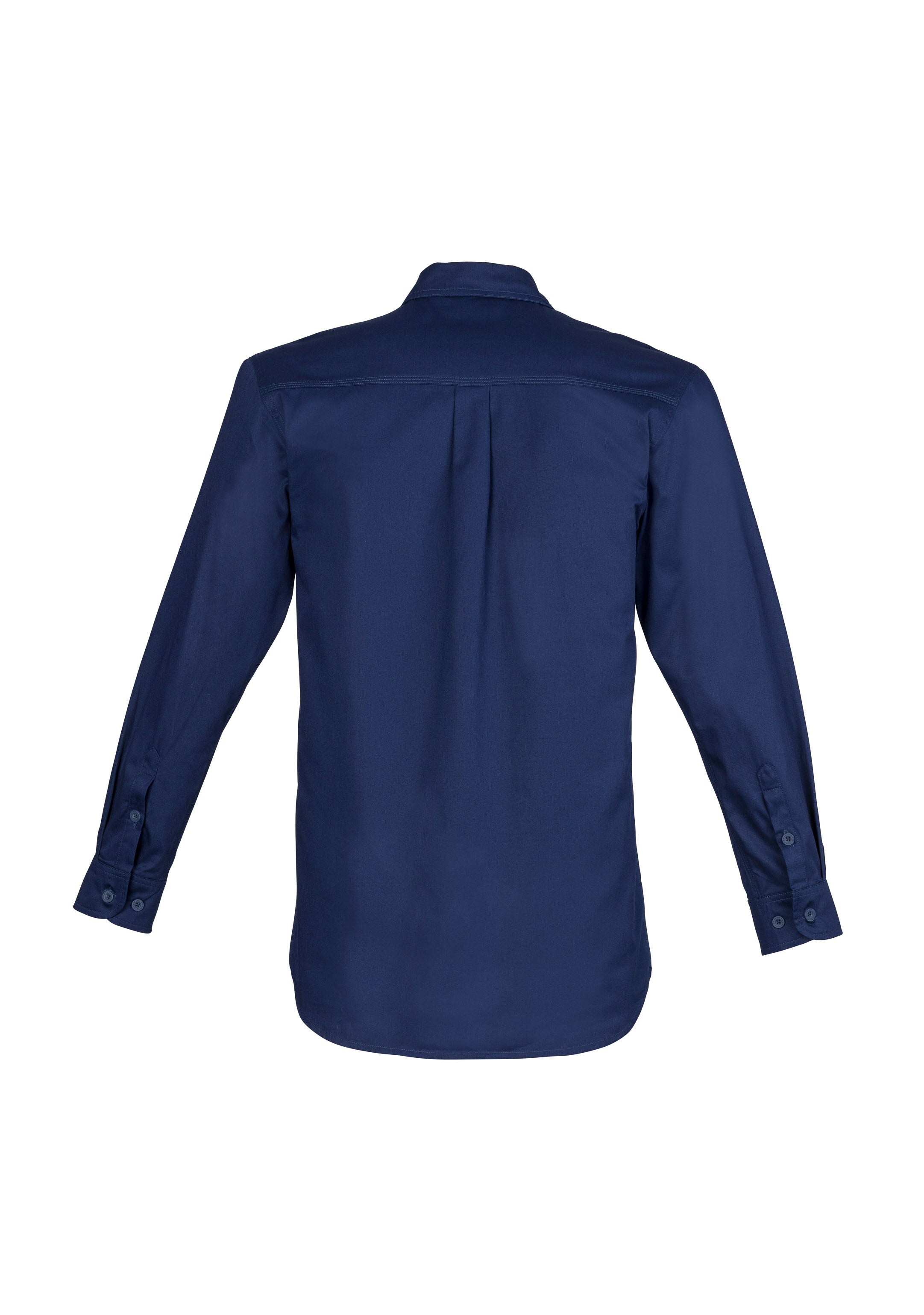 Mens Lightweight Tradie Long Sleeve Shirt Blue back view