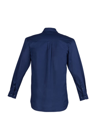 Mens Lightweight Tradie Long Sleeve Shirt Blue back view