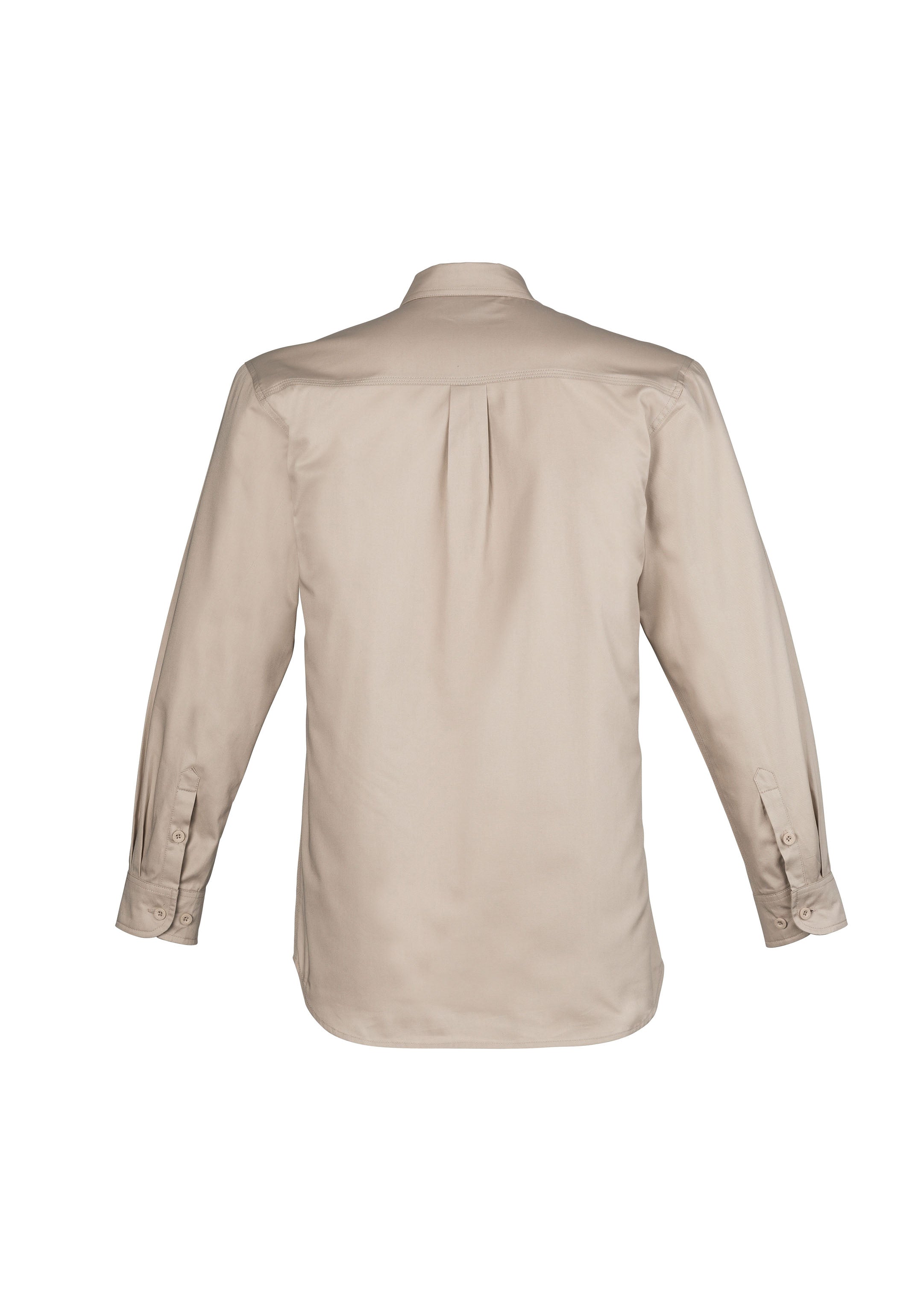 Mens Lightweight Tradie Long Sleeve Shirt Sand back view