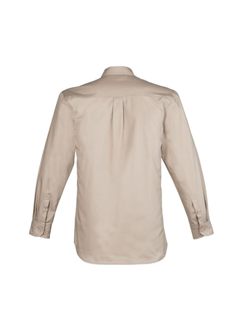 Mens Lightweight Tradie Long Sleeve Shirt Sand back view