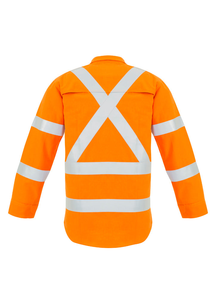 Mens Red Flame Hi Vis X Back Shirt Orange back view