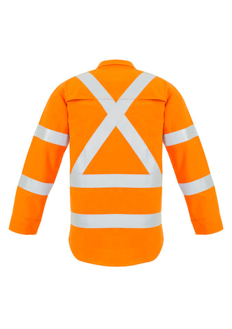 Mens Red Flame Hi Vis X Back Shirt Orange back view