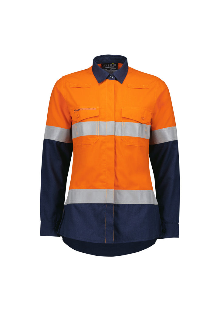 Womens Orange Flame Lightweight Ripstop Taped Shirt-ZW170-syzmik-0
