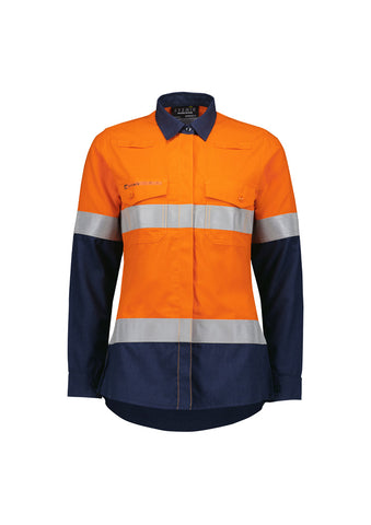 Womens Orange Flame Lightweight Ripstop Taped Shirt-ZW170-syzmik-0