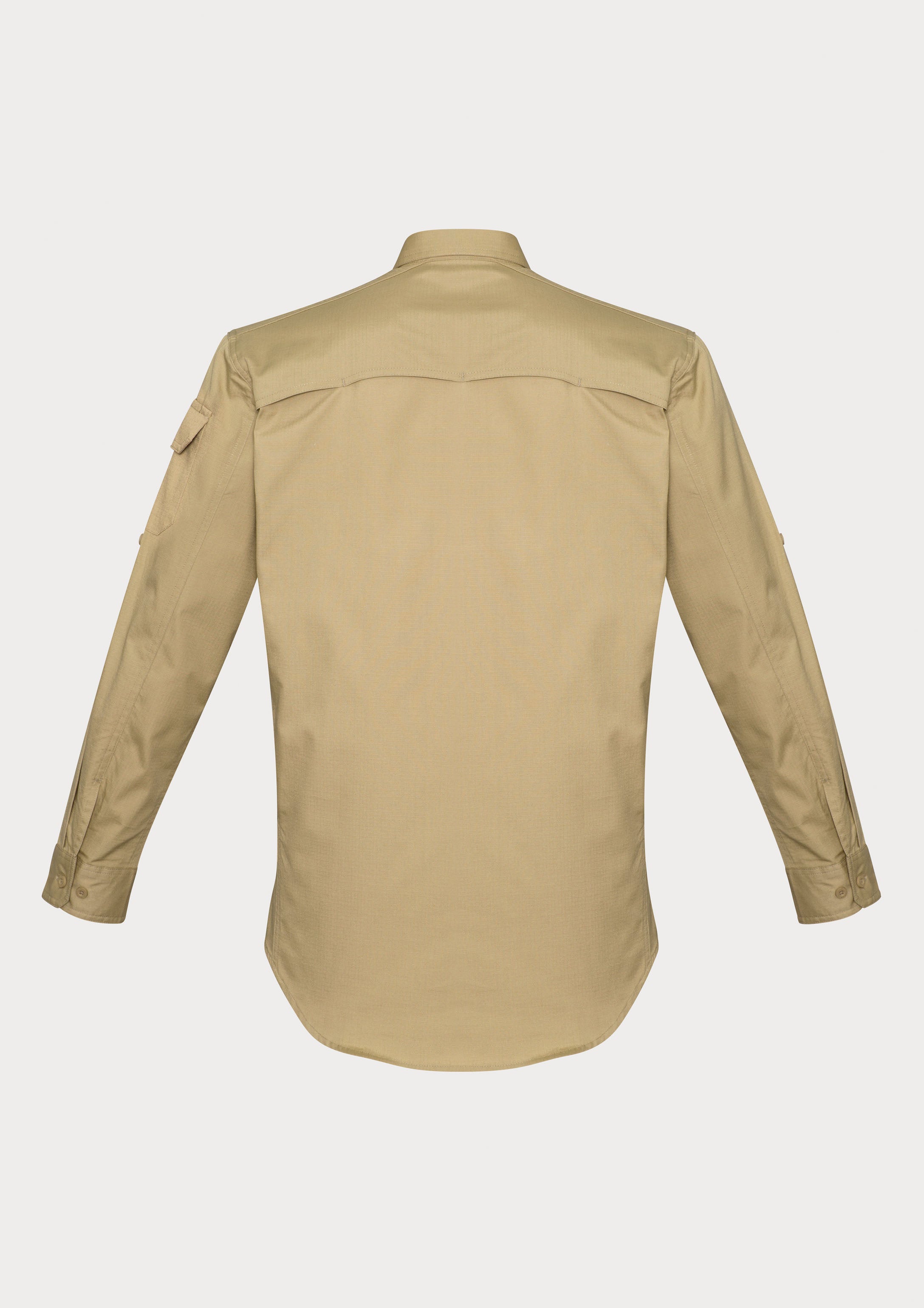 Mens Rugged Cooling Long Sleeve Shirt Khaki back view