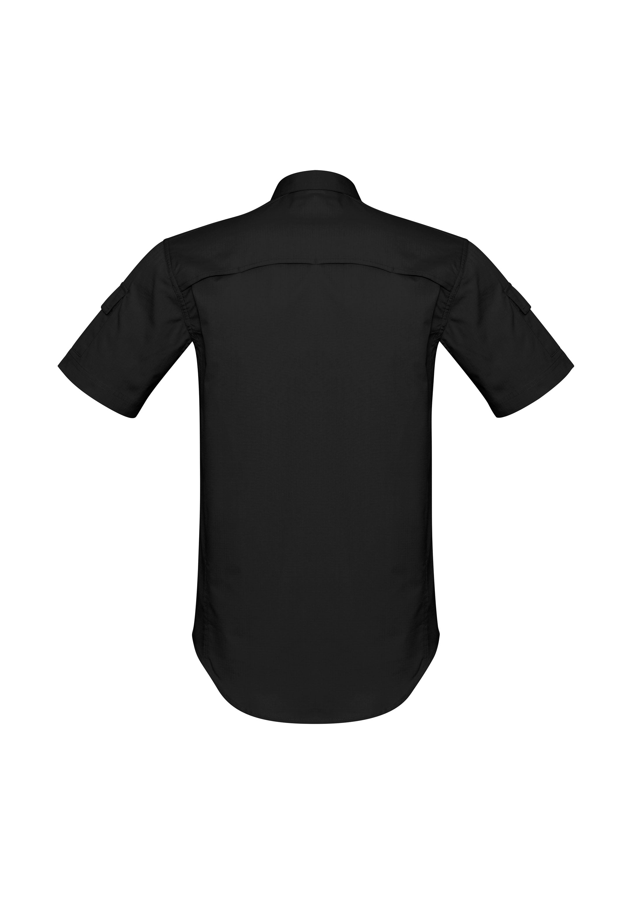 Mens Rugged Cooling Short Sleeve Shirt Black back view