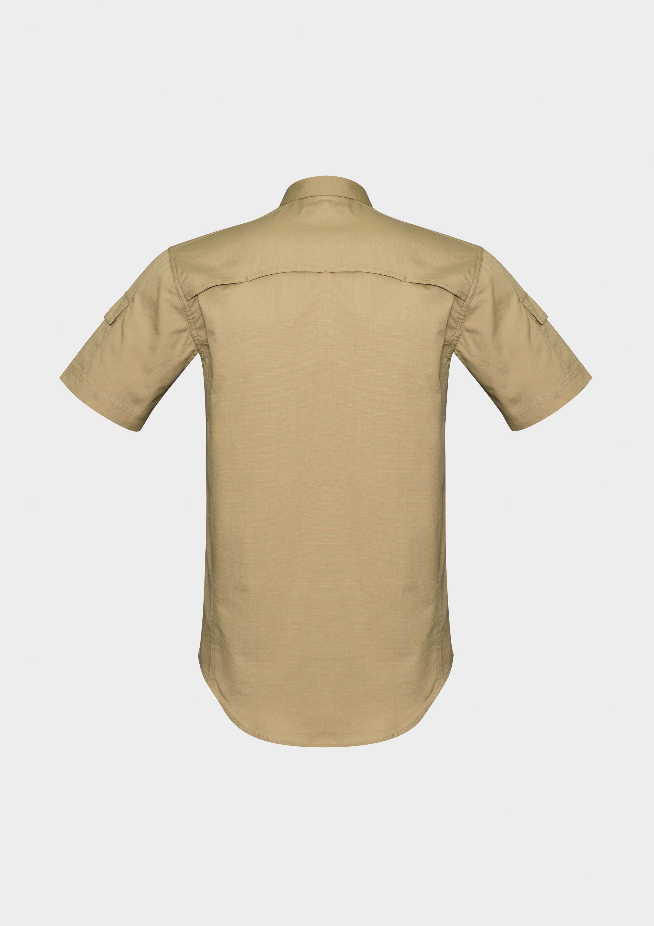 Mens Rugged Cooling Short Sleeve Shirt Khaki back view