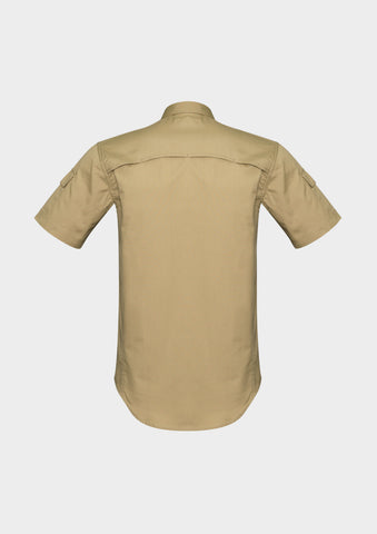 Mens Rugged Cooling Short Sleeve Shirt Khaki back view