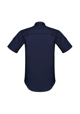 Mens Rugged Cooling Short Sleeve Shirt Navy back view