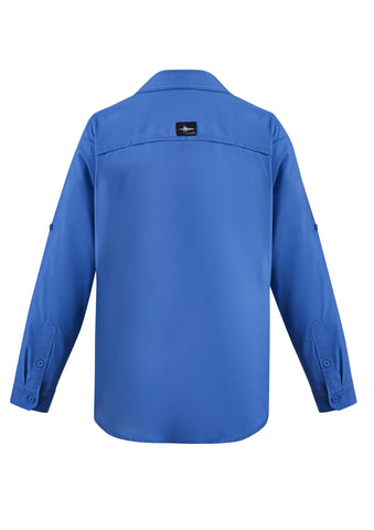 Mens Outdoor Long Sleeve Shirt Blue back view