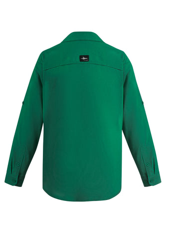 Mens Outdoor Long Sleeve Shirt Green back view