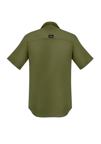 Mens Outdoor Short Sleeve Shirt Army back view