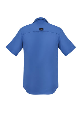 Mens Outdoor Short Sleeve Shirt Blue back view