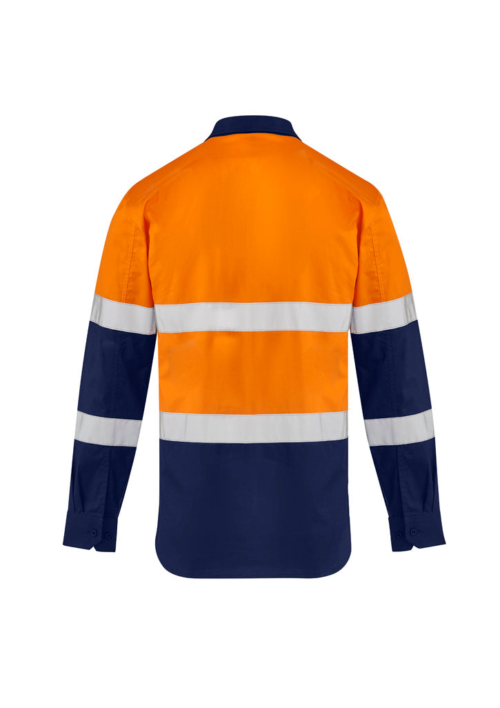 Mens Lightweight Bio Motion Long Sleeve Shirt Orange/Navy back view