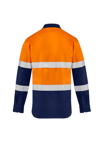 Mens Lightweight Bio Motion Long Sleeve Shirt Orange/Navy back view