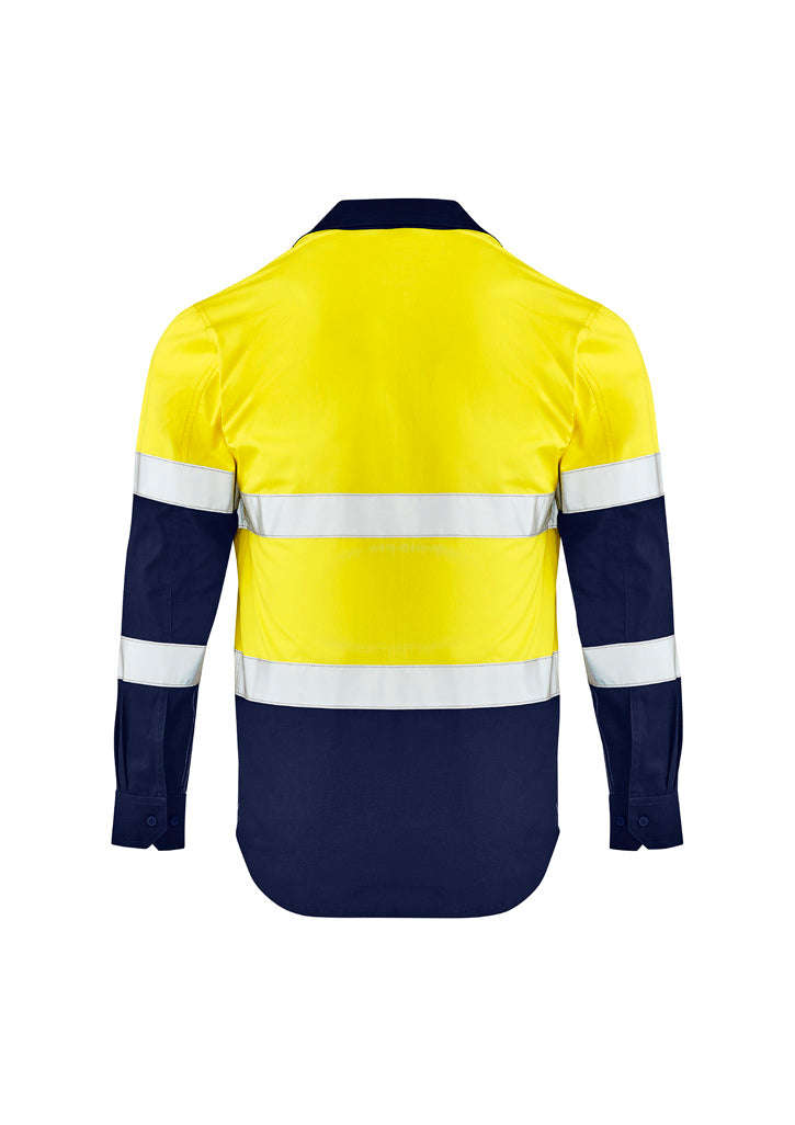 Mens Lightweight Bio Motion Long Sleeve Shirt Yellow/Navy back view