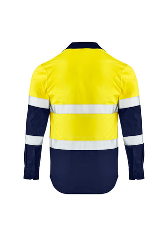 Mens Lightweight Bio Motion Long Sleeve Shirt Yellow/Navy back view