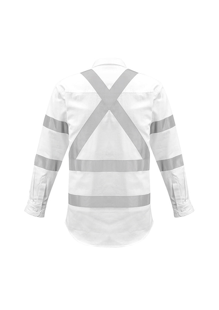 Mens Bio Motion X Back Taped Long Sleeve Shirt White back view