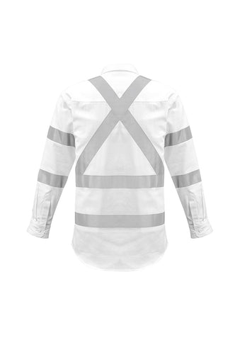 Mens Bio Motion X Back Taped Long Sleeve Shirt White back view