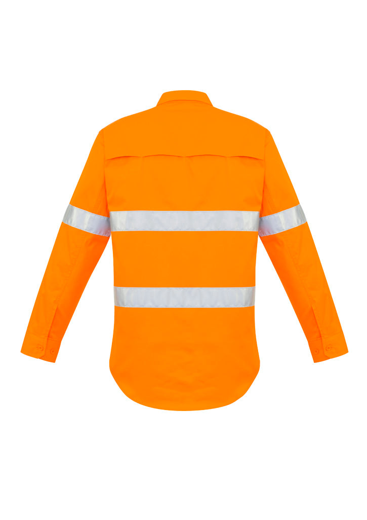 Mens Hi Vis Hoop Taped Long Sleeve Shirt Orange back view