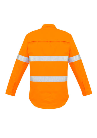 Mens Hi Vis Hoop Taped Long Sleeve Shirt Orange back view
