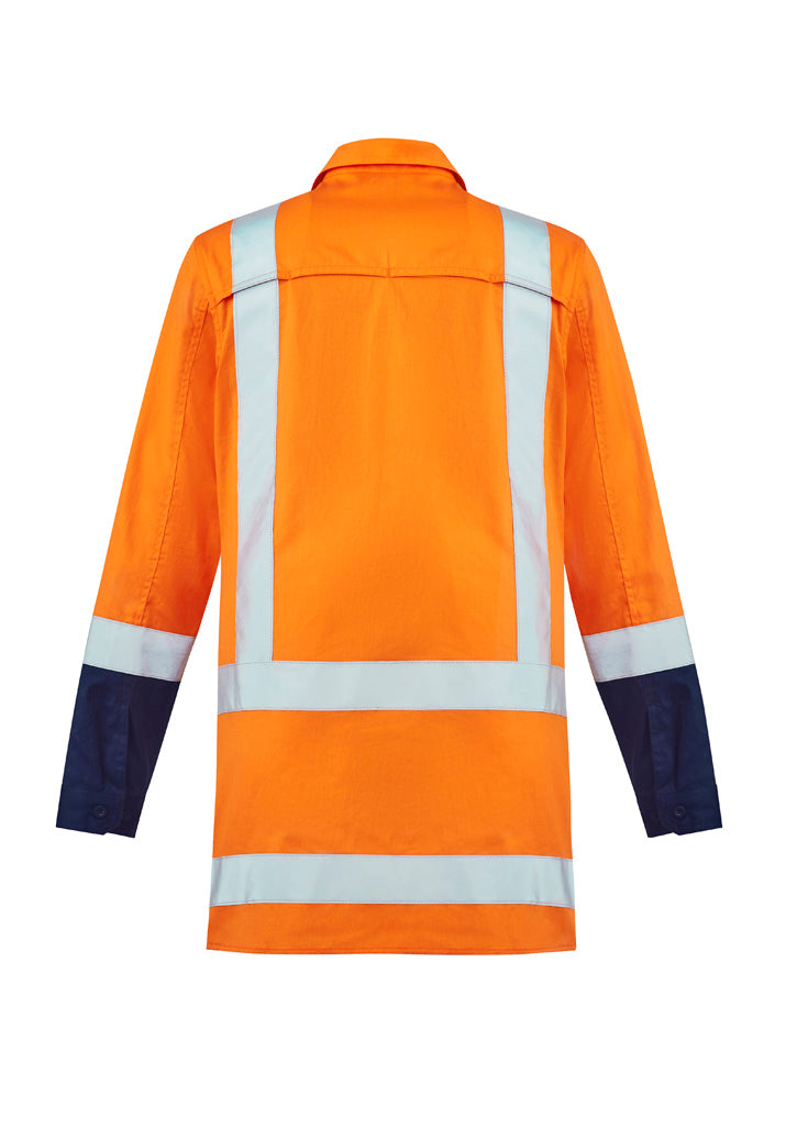 Womens TTMC-W23 Drill Work Shirt Orange/Navy back view