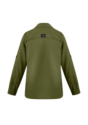 Womens Outdoor Long Sleeve Shirt Army back view