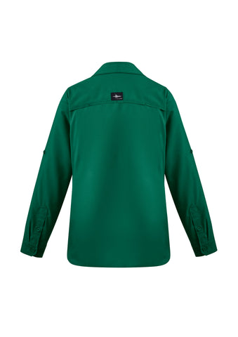 Womens Outdoor Long Sleeve Shirt Green back view