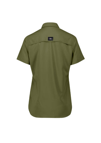 Womens Outdoor Short Sleeve Shirt Army back view