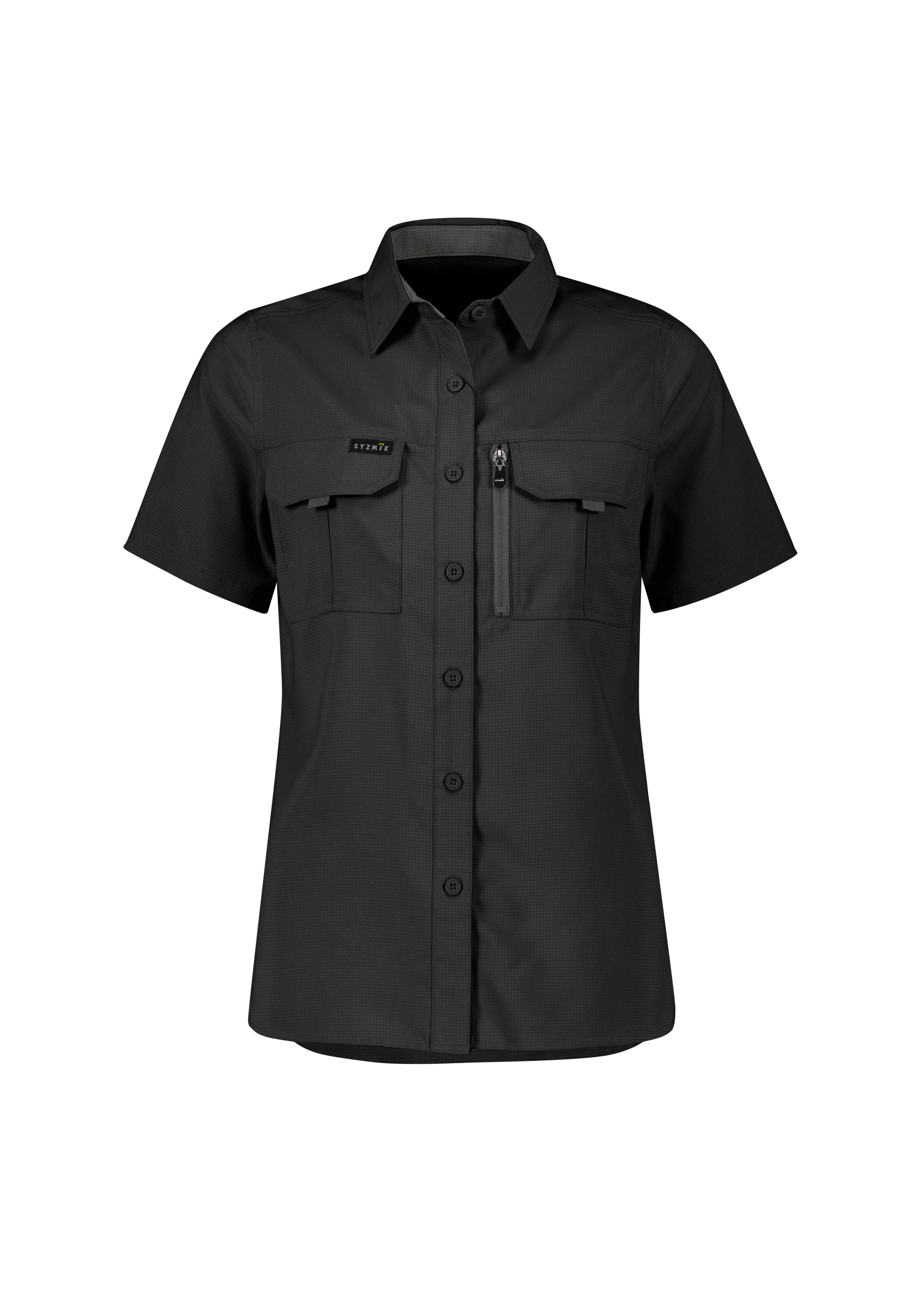 Womens Outdoor Short Sleeve Shirt Black front view